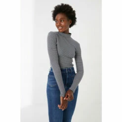 Fat Face FatFace Blue Selina Stripe High Neck Top