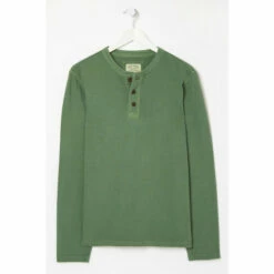 Fat Face FatFace Green Jacquard Henley T-Shirt