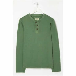 Fat Face FatFace Green Jacquard Henley T-Shirt -FatFaceshop unnamed file 111