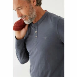 Fat Face FatFace Grey Long Sleeve Slub Henley T-Shirt -FatFaceshop unnamed file 114