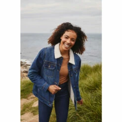 Fat Face FatFace Blue Denim Borg Jacket -FatFaceshop unnamed file 1255