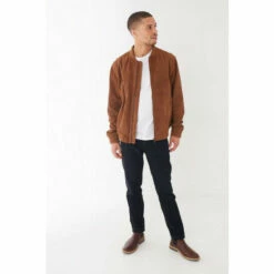 Fat Face Copper & Black Suede Brown Bomber Jacket
