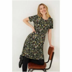 Fat Face FatFace Black Simone Forest Jersey Dress