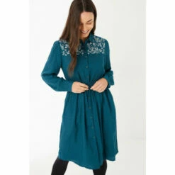 Fat Face FatFace Green Corby Embroidered Dress