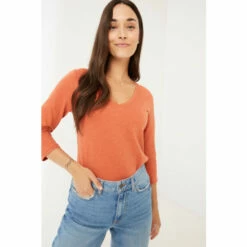 Fat Face FatFace Orange Kemi 3Qtr Organic Cotton Top