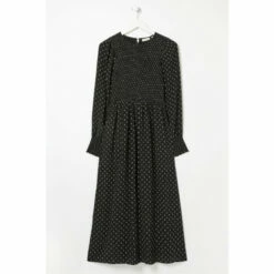Fat Face FatFace Fern Shirred Geo Black Midi Dress -FatFaceshop unnamed file 1542