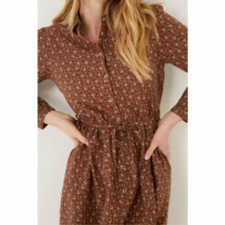 Fat Face FatFace Brown Corby Wave Shirt Dress -FatFaceshop unnamed file 1556