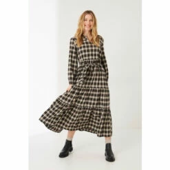 Fat Face FatFace Arlo Check Black Midi Dress