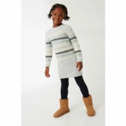 Fat Face FatFace Grey Fairisle Pattern Dress