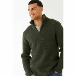 Fat Face FatFace Green Calder Half Neck Jumper