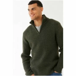 Fat Face FatFace Green Calder Half Neck Jumper -FatFaceshop unnamed file 1869