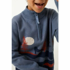 Fat Face FatFace Blue Wolf Scene Knitted Half Neck Jumper 4 Fat Face FatFace Blue Wolf Scene Knitted Half Neck Jumper -FatFaceshop unnamed file 1872