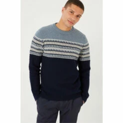 Fat Face FatFace Blue Fairisle Yoke Crew Jumper