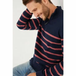 Fat Face FatFace Blue Braunton Stripe Half Neck Jumper -FatFaceshop unnamed file 1913
