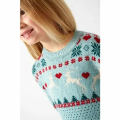 Fat Face FatFace Green Reindeer Fairisle Jumper -FatFaceshop unnamed file 1942