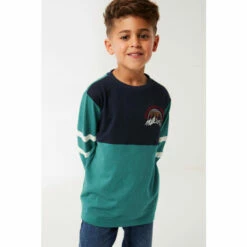 Fat Face FatFace Green Cut And Sew Colourblock T-Shirt