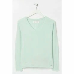 Fat Face FatFace Green Kate Cashmere V-Neck Jumper