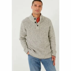 Fat Face FatFace Grey Hove Twist Half Neck Jumper -FatFaceshop unnamed file 1970