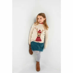 Fat Face FatFace Natural Delilah Deer Intarsia Crew