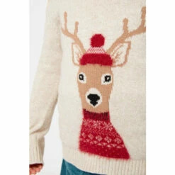 Fat Face FatFace Natural Delilah Deer Intarsia Crew -FatFaceshop unnamed file 1978