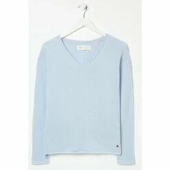 Fat Face FatFace Blue Kate Cashmere V-Neck Jumper