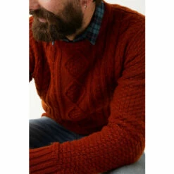 Fat Face FatFace Orange Funtley Cable Crew Jumper -FatFaceshop unnamed file 1993