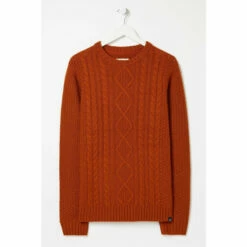 Fat Face FatFace Orange Funtley Cable Crew Jumper -FatFaceshop unnamed file 1994