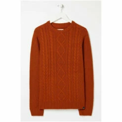 Fat Face FatFace Orange Funtley Cable Crew Jumper -FatFaceshop unnamed file 1995
