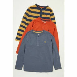 Fat Face FatFace Blue Henley T-Shirts 3 Pack