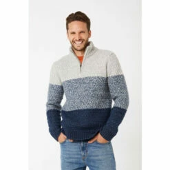 Fat Face FatFace Blue Calder Ombré Striped Half Neck Jumper