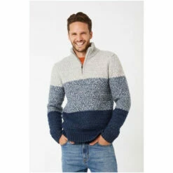 Fat Face FatFace Blue Calder Ombré Striped Half Neck Jumper -FatFaceshop unnamed file 2033