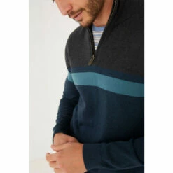 Fat Face FatFace Green Braunton Yoke Stripe Half Neck Jumper -FatFaceshop unnamed file 2045