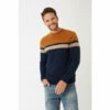Fat Face FatFace Blue Braunton Yoke Stripe Crew Jumper