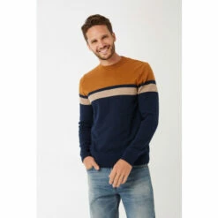 Fat Face FatFace Blue Braunton Yoke Stripe Crew Jumper