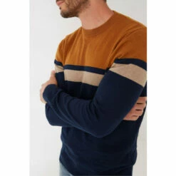 Fat Face FatFace Blue Braunton Yoke Stripe Crew Jumper -FatFaceshop unnamed file 2056