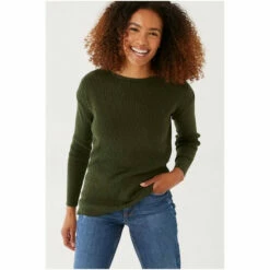 Fat Face FatFace Sophie Green Boat Neck Jumper