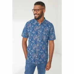 Fat Face FatFace Linear Floral Print Blue Shirt