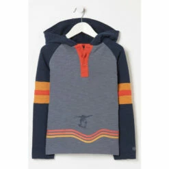 Fat Face FatFace Blue Hood Henley Sleeve Stripe T-Shirt -FatFaceshop unnamed file 244