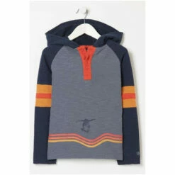 Fat Face FatFace Blue Hood Henley Sleeve Stripe T-Shirt -FatFaceshop unnamed file 245