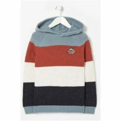 Fat Face FatFace Blue Colourblock Knit Hoodie -FatFaceshop unnamed file 2619