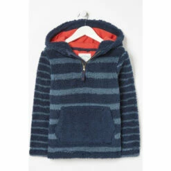 Fat Face FatFace Blue Stripe Fleece Popover Hoodie