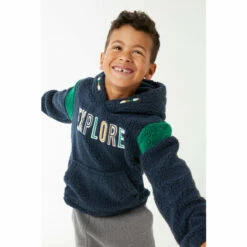 Fat Face Blue Explore Fleece Popover Hoodie