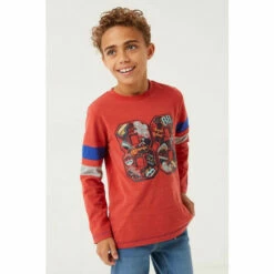 Fat Face FatFace Red 88 Stripe Sleeve Graphic T-Shirt -FatFaceshop unnamed file 274