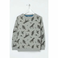 Fat Face FatFace Grey Dino All Over Print Crew Sweat Top