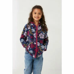 Fat Face FatFace Blue Floral Fleece Zip Through Sweatshirt