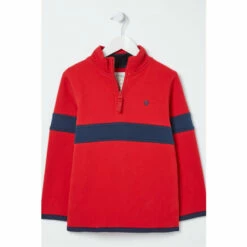 Fat Face FatFace Red Colourblock Half Neck Sweat -FatFaceshop unnamed file 2890