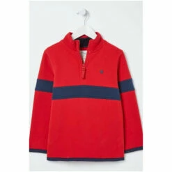 Fat Face FatFace Red Colourblock Half Neck Sweat -FatFaceshop unnamed file 2891