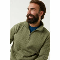 Fat Face FatFace Green Quilted Half Neck Sweatshirt -FatFaceshop unnamed file 2901