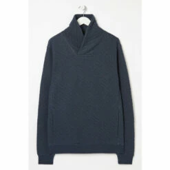 Fat Face FatFace Blue Quilted Shawl Collar Sweatshirt