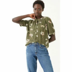 Fat Face FatFace Green Purdy Blossom Blouse